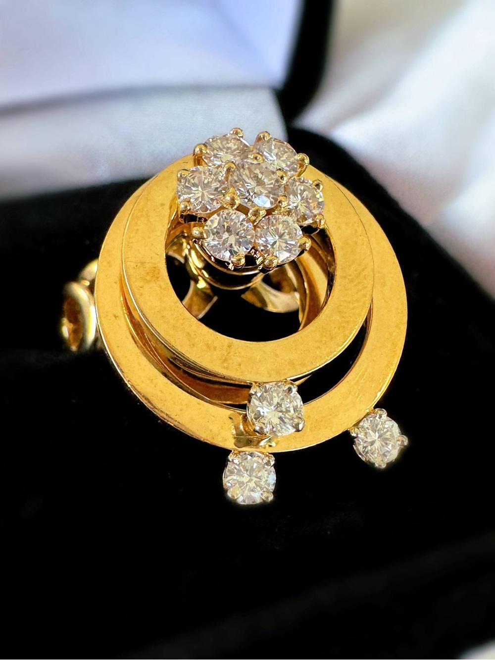1972 Norman Teufel Motion Spinning Ring 18k Yellow Gold 0.95CTW Natural Factory